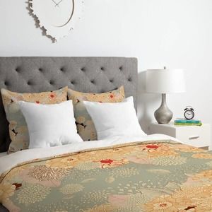 Floral Duvet Cover - queen 90x90 Cream and Gray